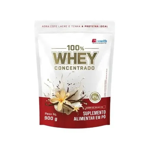 ✨ 100% Whey Concentrado 900g Growth Supplements Baunilha