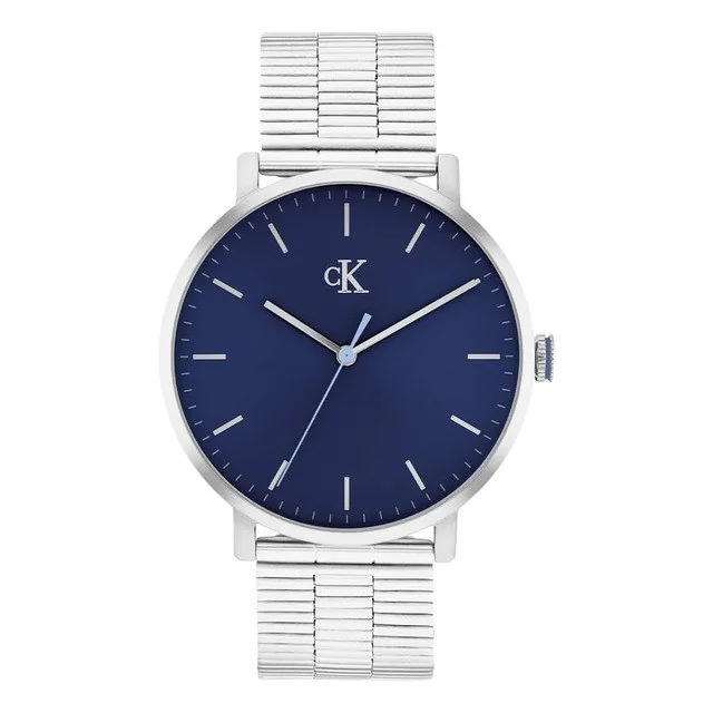 ✨ Relógio Calvin Klein Ck Real Masculino Em Aço Prateado 25200 Prateado Azul