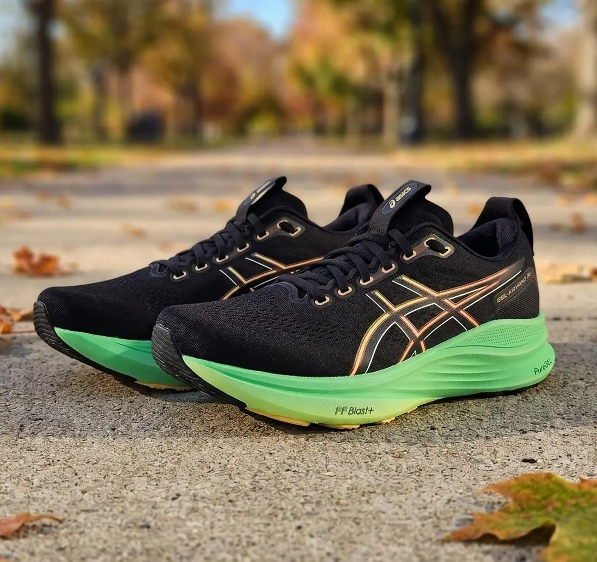 ✨tenis asics gel kayano 32 masculino preto+verde+limao