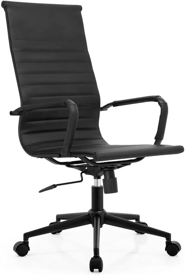 ✨ Cadeira De Escritório Presidente Ergonômica Moob Berlim Esteirinha Charles Eames Giratória Preta