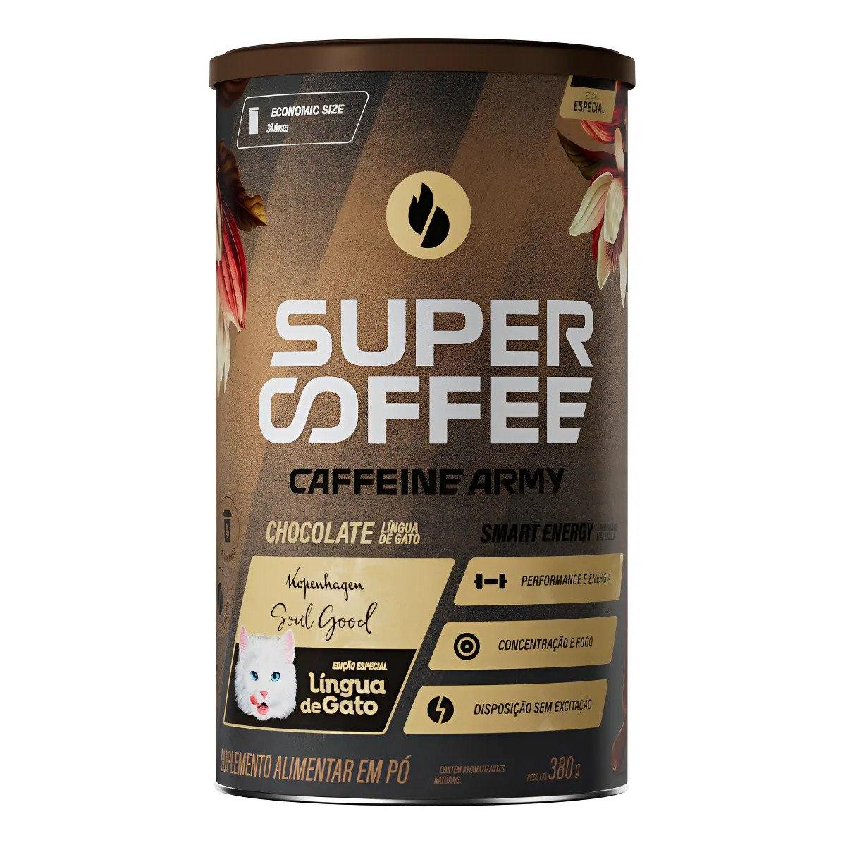 ✨ Super Coffee 3.0 380g Caffeine Army Coq10 Cafeína Taurina Super Coffee Lingua De Gato 380g
