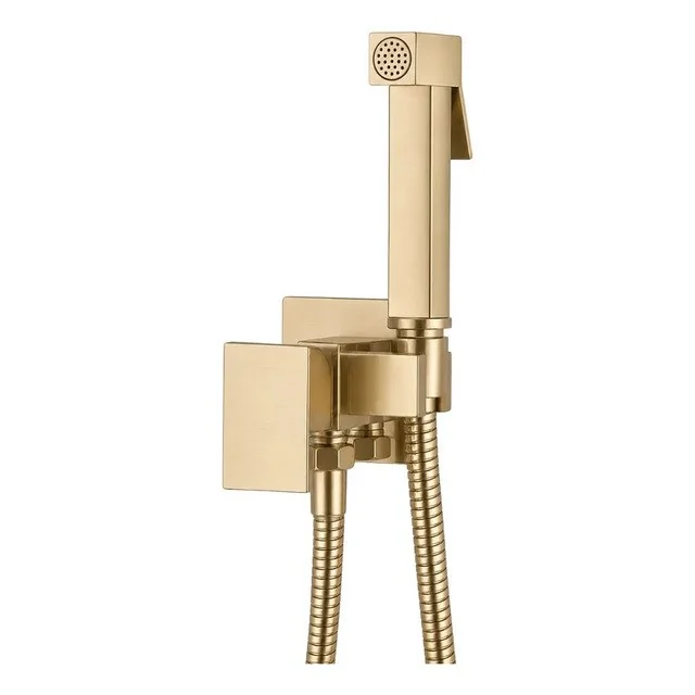 ✨Ducha Higiênica Quadrada Dourado Ouro Escovado Aço Inox Luxo