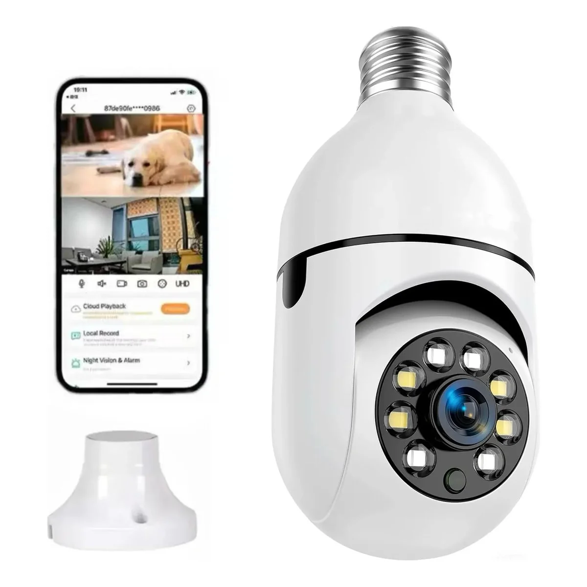 ✨ Câmera Segurança Ip Wifi 360 Lâmpada Prova Dágua Giratoria Branco