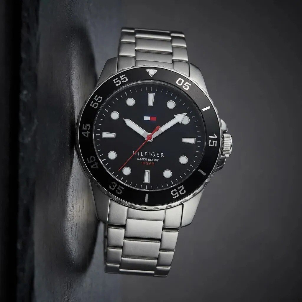 ✨ Relógio Masculino Tommy Hilfiger Oceanic 1792203 Prateado Prateado Preto