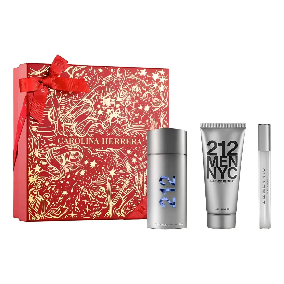 ✨ Conjunto Perfume Masculino 212 NYC Men de Carolina Herrera Eau de Toilette 100ml + Pós-Barba 100ml + Mini 10ml