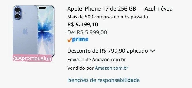 ✨ Apple iPhone 17 de 256 GB — Azul-névoa