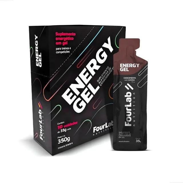 ✨ Pack 10 Géis De Carboidratos Fourlab Energy Com Cafeína Sabor Chocomenta, Para Ciclismo E Maratona Limão