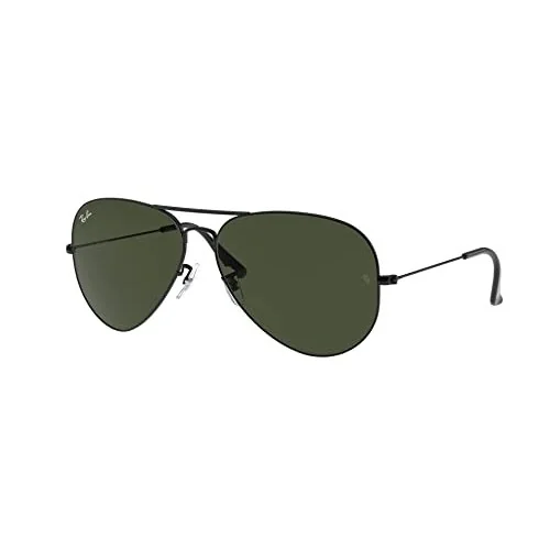 ✨ Óculos de Sol Ray-Ban Aviator Large Metal Ii, Preto, Tamanho 62