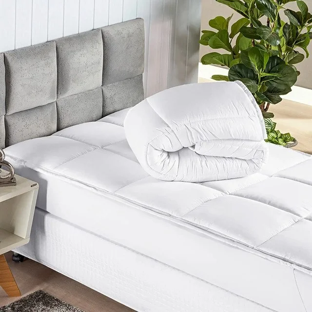 ✨Pillow Top Protetor Colchão Cama Casal 400 Fios Toque Macio Branco Matelado Liso Casal