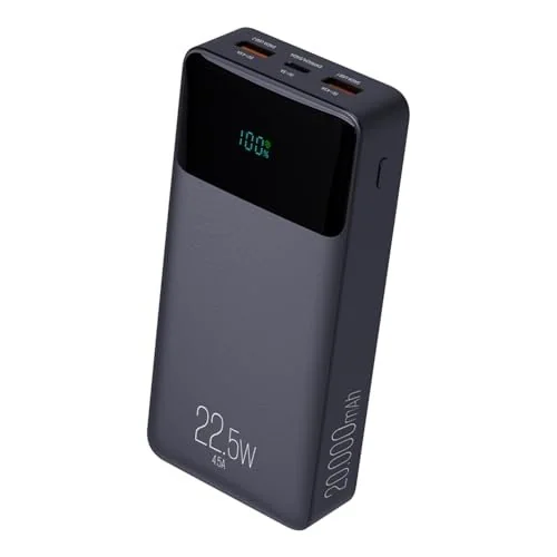 ✨ Power Bank Pro 20000mAH, Bateria Portátil Universal, Carga Rápida, Display Indicador, Entradas Micro USB e USB-C, 2 Portas USB-A, Preto, PB200BK, ELG