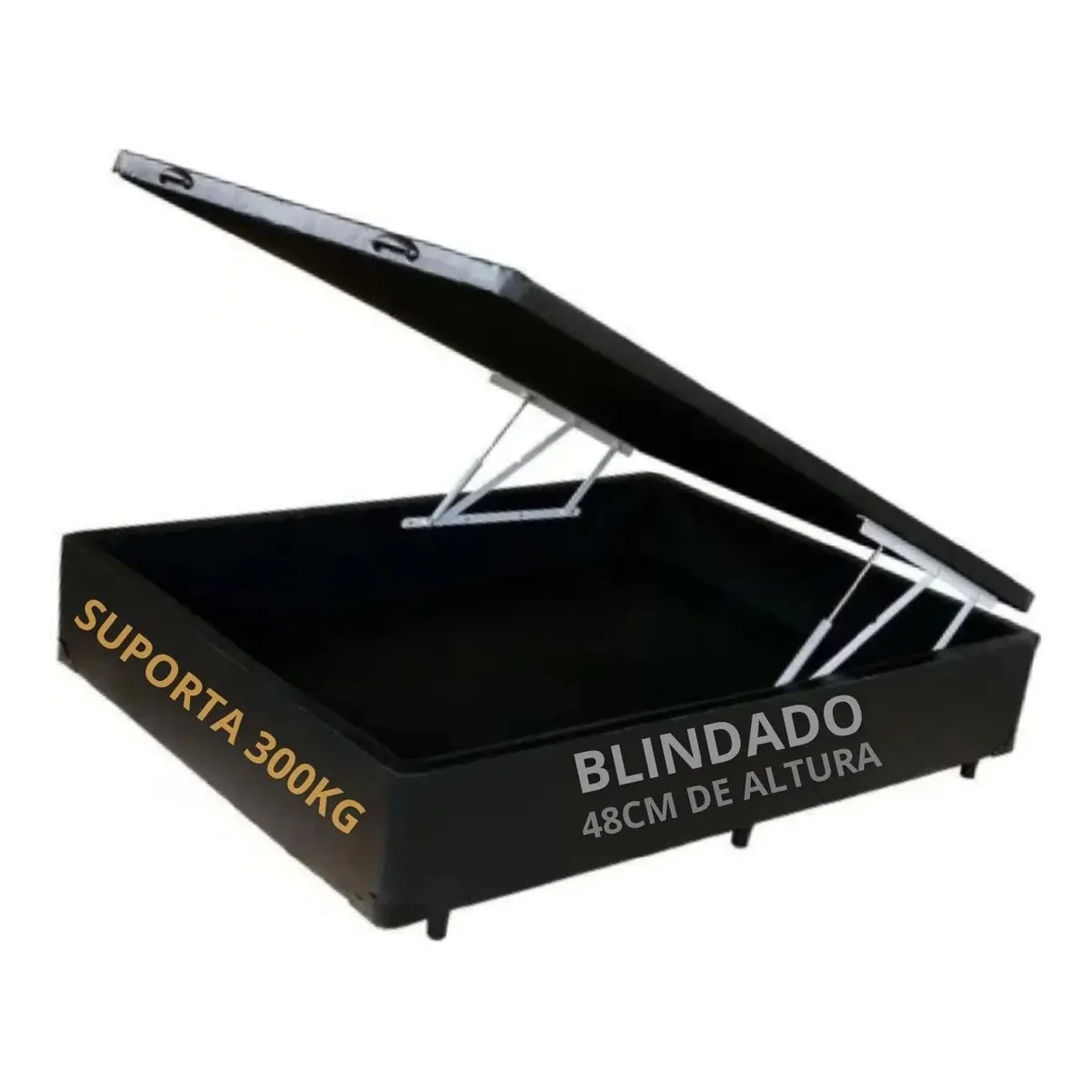 ✨  Cama Baú Casal Com 30cm De Prof. Blindado Luxo