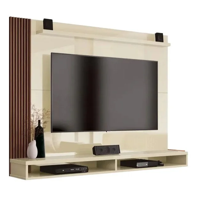 ✨Painel Tv Ripado Edn Dijon Mdp Off White/natural Até 50 Pol Off White/naturale