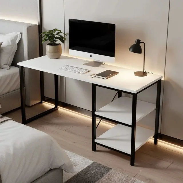✨Escrivaninha Mesa Computador 2 Nichos Industrial 115cm Aço Branco