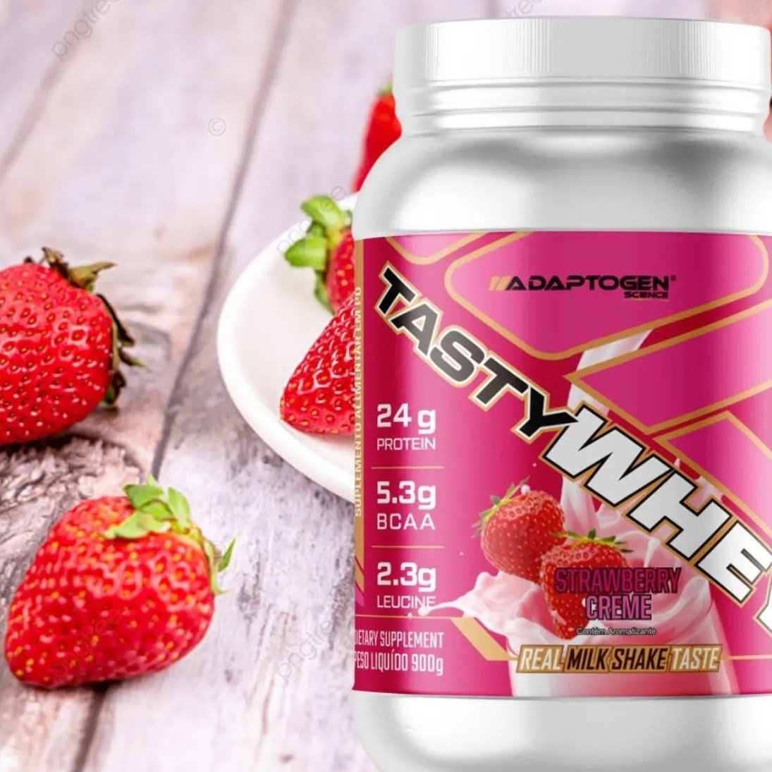 ✨ Tasty Whey 3w Gourmet 900g Morango Cream - Adaptogen Science