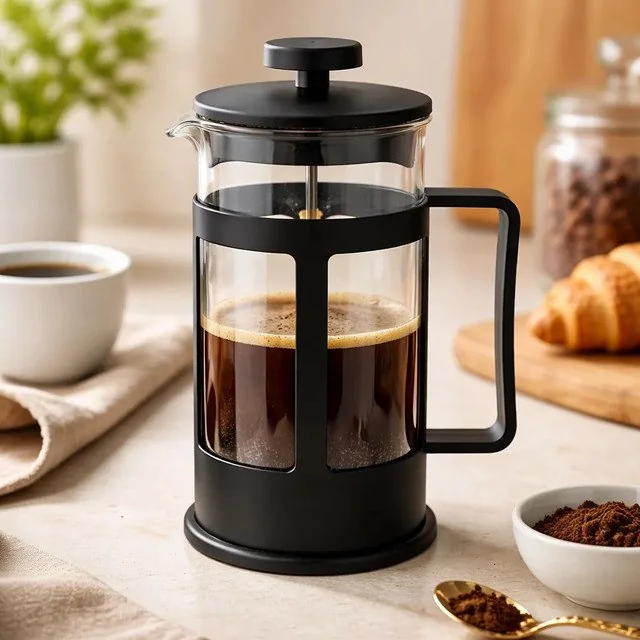 ✨Cafeteira Prensa Francesa Café Expresso Leite Cremoso Preto