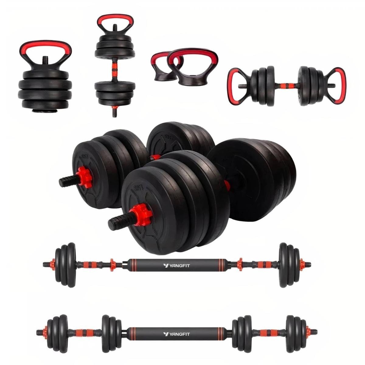 ✨Barra Anilha Halter Kettlebell Kit Musculação Completo - 25kg