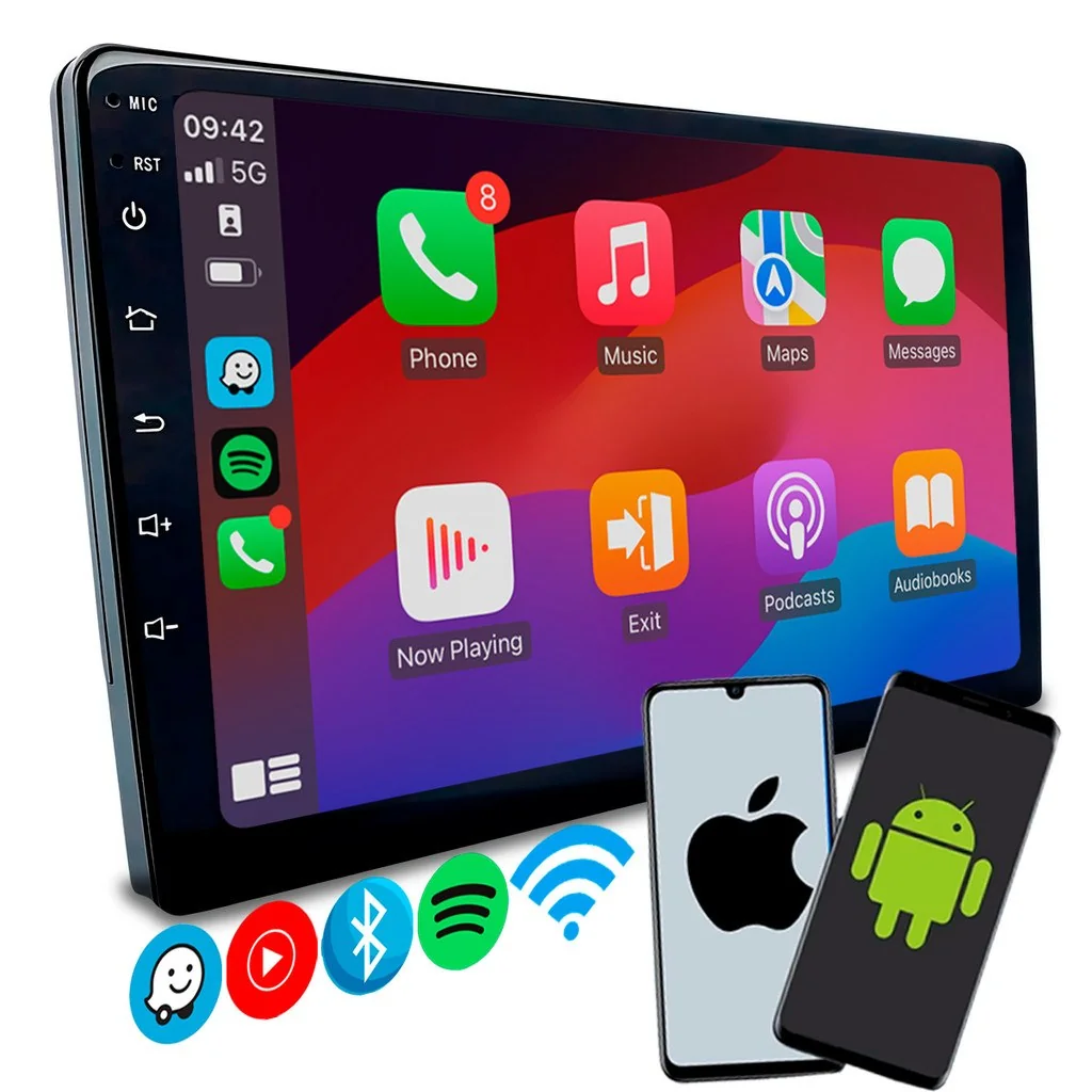 ✨Multimídia 9 Polegadas Mp5 Carplay Android Auto Sem Fio Com Espelhamento de Celular Gps Aplicativos e Entrada Câmera Ré