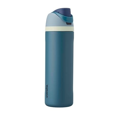 ✨ Owala FreeSip - Garrafa de água de aço inoxidável isolada com canudo, sem BPA, 710 ml | Denim (Azul)