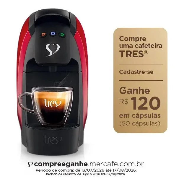 ✨ Cafeteira Espresso Luna Vermelha - TRES 3 Corações