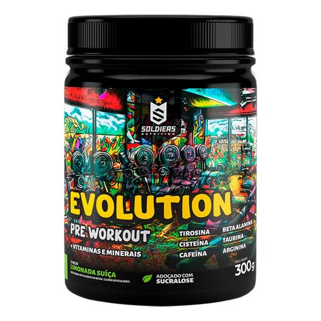 ✨ Pré-treino Evolution Workout 300g Termogênico Sabor Limonada Suiça Soldiers Nutrition Energia Foco Treino