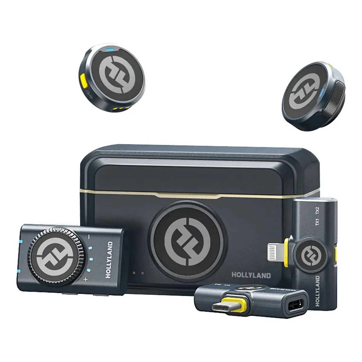 ✨ Microfone Lapela Hollyland Lark M2 Combo Duplo USB-C, Lightning e Camera preto