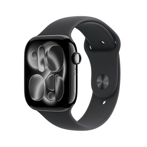 ✨ Apple Watch Series 11 GPS, Caixa em alumínio preto brilhante de 46 mm com Bracelete desportiva preta - M/G