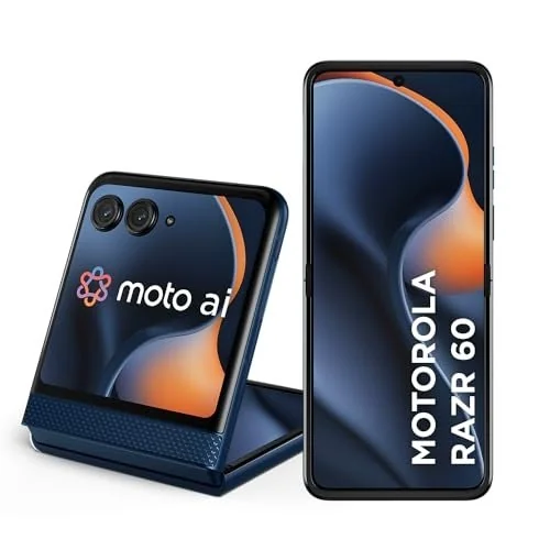 ✨ Smartphone Motorola Razr 60-256GB 24GB (12GB RAM+12GB Ram Boost) Tela dobrável 6,9" pOLED e externa 3,6” Moto AI camera IP48 - Azul Marinho