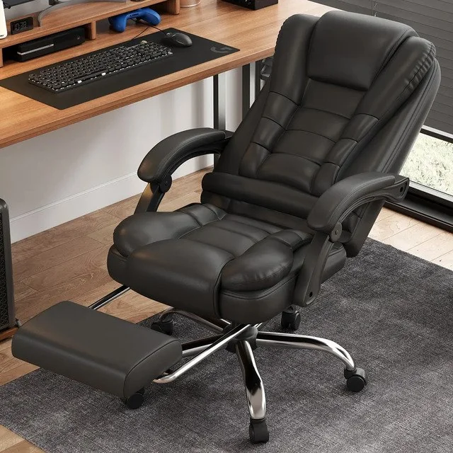 ✨ Cadeira Executiva Sweet Studio Ergonômica Preta, Com Apoio de Pés e Encosto Reclinável