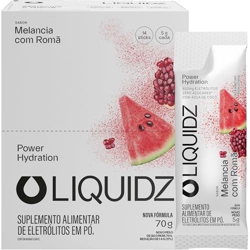 ✨ LIQUIDZ - Eletrólitos Sem Açúcares - Sabor Melancia com Romã - Kit 1 Caixa - 14 sachês