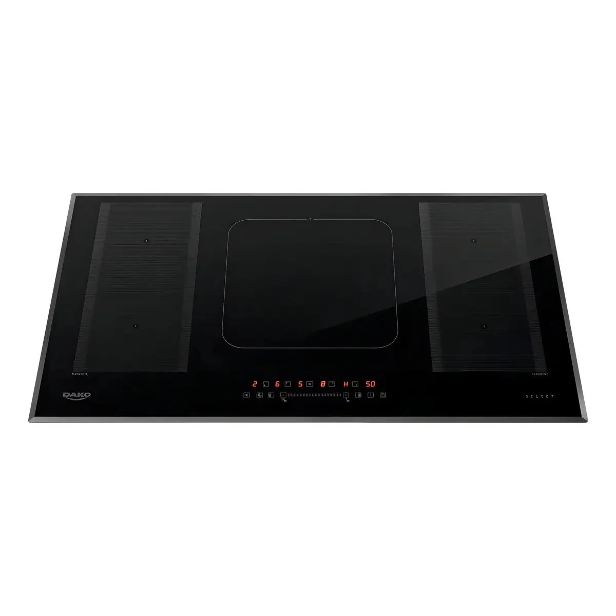 ✨ Cooktop de Indução 5 Bocas Dako Select com 2 Zonas Flexíveis e 7200W com Mesa em Vidro Cerâmico 220 V