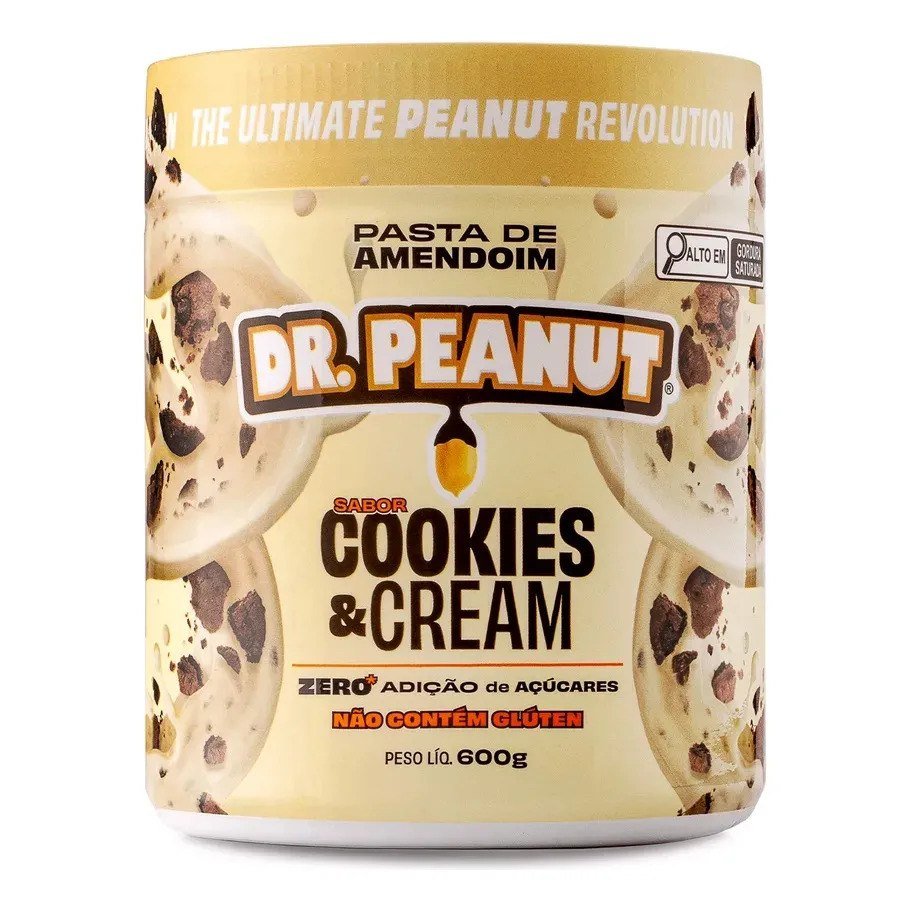 ✨ Suplemento em pasta Dr. Peanut Melhor Pasta de Amendoim amentoim cremosa sabor Cookies and cream x 600g