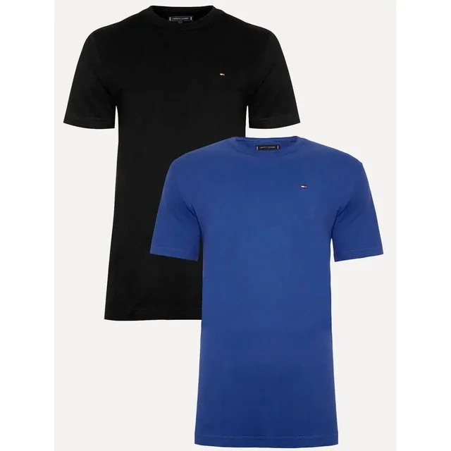 ✨ Kit Camisetas Tommy Hilfiger Preta/azul Royal 2un - Original