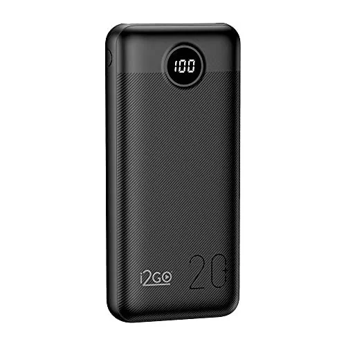✨ I2GO, Carregador Portátil (Power Bank) Ultra Rápido 20000mAh, Power Delivery 20W, 2 Saídas USB + 1 Saída/Entrada USB-C, Preto, i2GO PRO