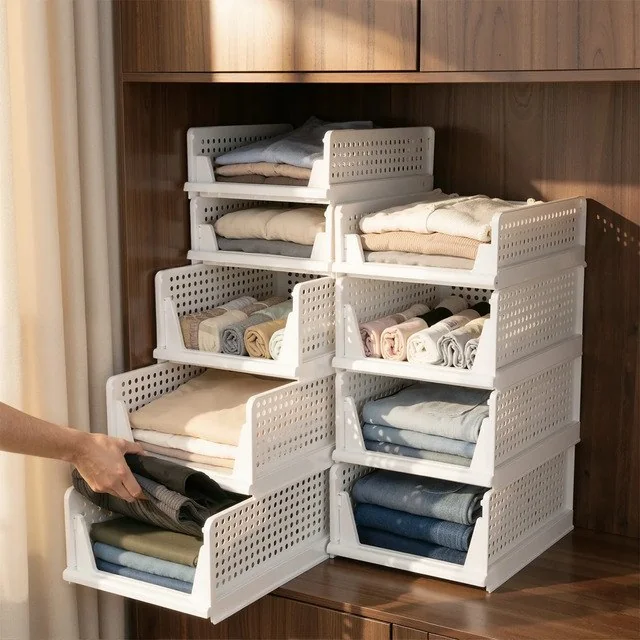 ✨ Heemli Organizador Guarda Roupa Dobrável Gaveta Branco Branco-b