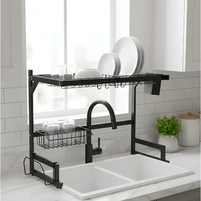 ✨Escorredor De Louça Pratos Suspenso Pia Cozinha Preto 65cm Preto