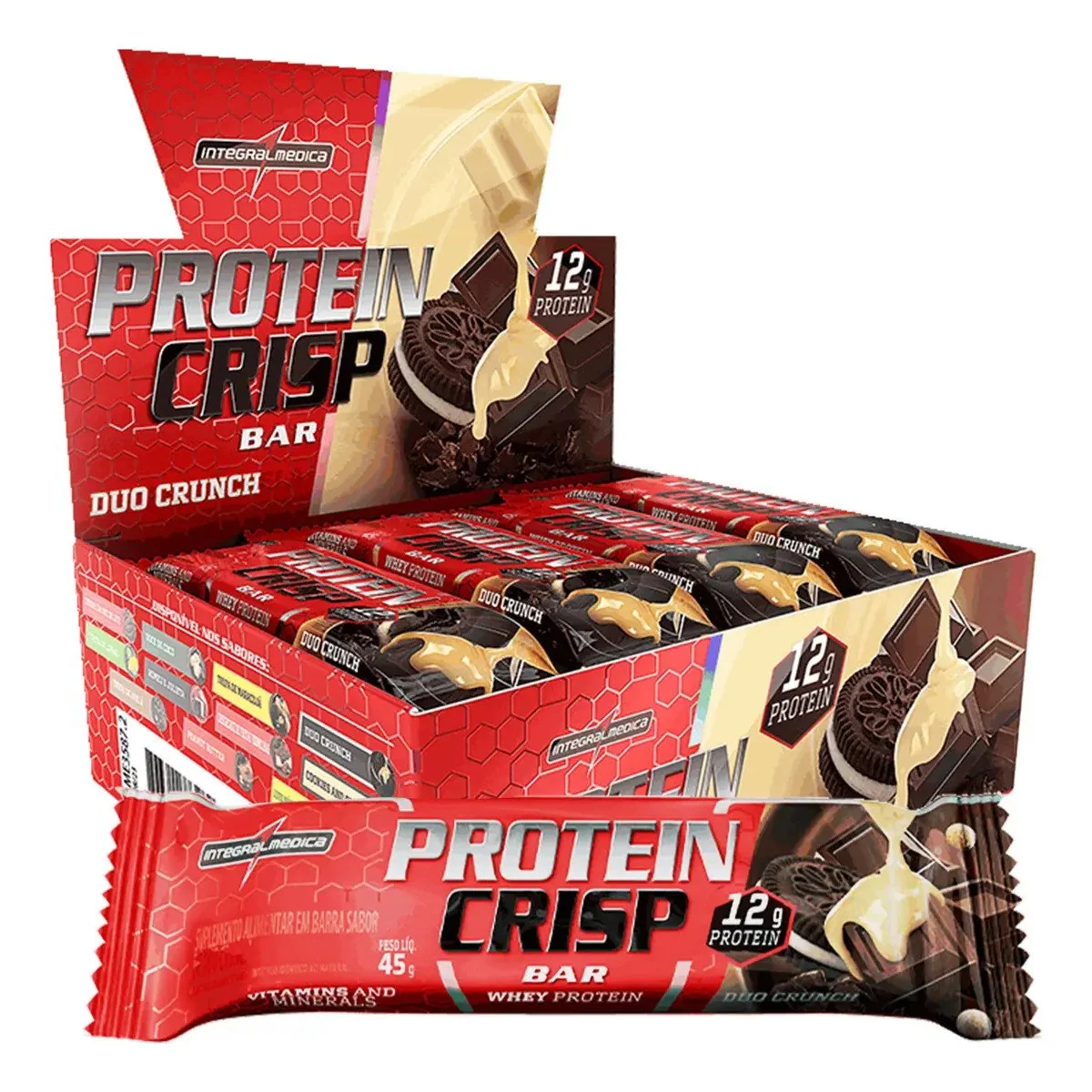 ✨ Barra De Proteína Crisp Bar 12 Unidades - Duo Crunch - Integralmédica