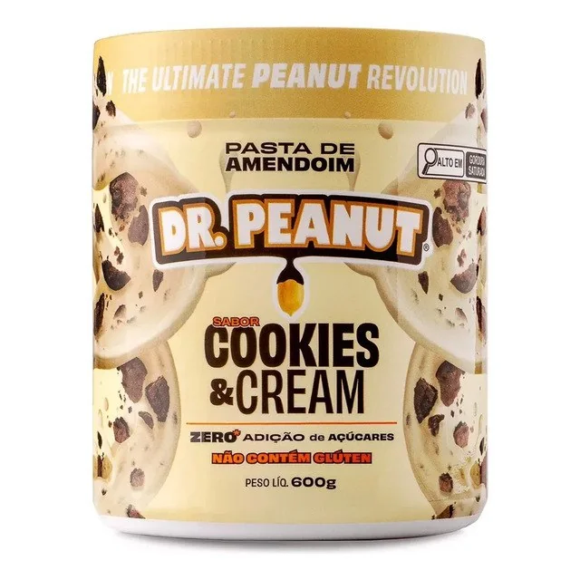 ✨ Pasta de Amendoim Dr. Peanut sabor Cookies & Cream de 600g
