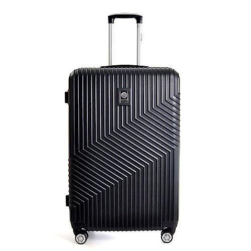 ✨ SANTINO Mala de Bordo de Viagem Rígida ABS 4 Rodas 360º com Segredo Leve Resistente Flexível Antifurto [Geometric] (Preta, Pequeno)