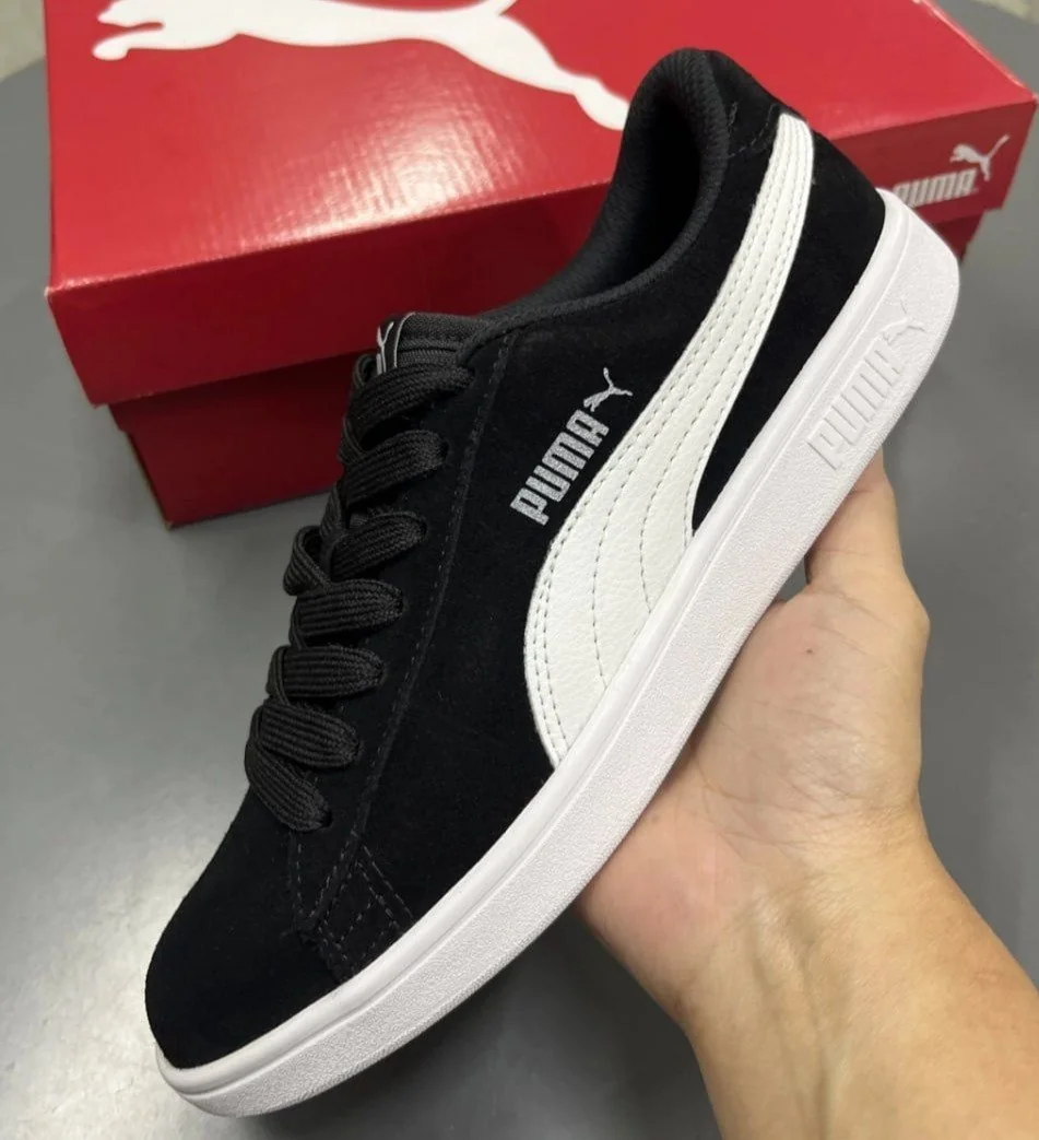 ✨Tênis Smash V2 Puma Preto E Branco