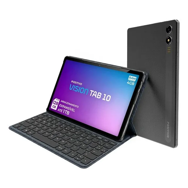 ✨ Positivo Vision Tab10 T3010 4gb Ram 128gb Ssd Com Capa Teclado Octa-core 5 13mp Bateria 6000mah Tela 10.1 Hd Wifi Ac E 4g Full Lamination - Preto