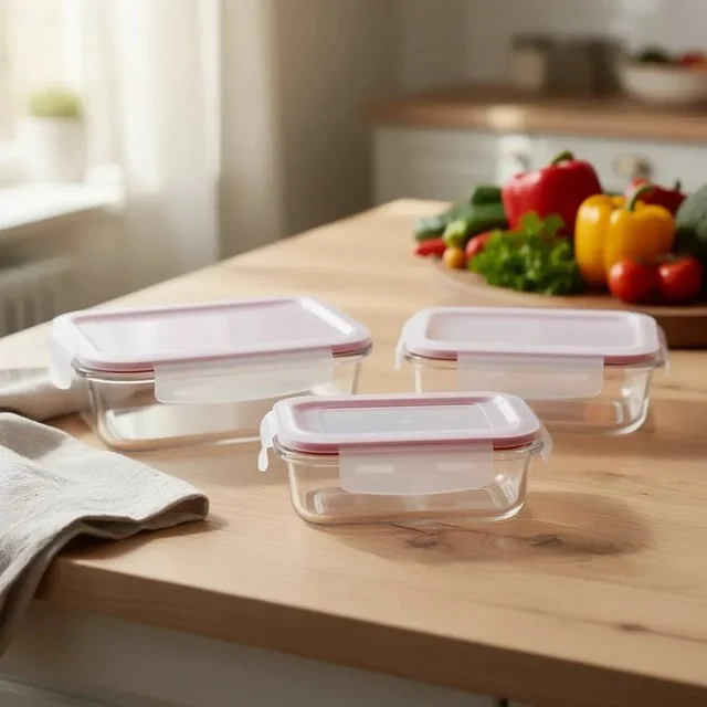 ✨Conjunto 3 Potes Herméticos De Vidro Casambiente P/ Microondas E Freezer Transparente