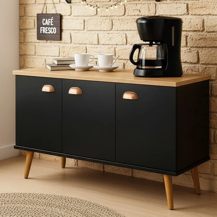 ✨QUEIMA DE ESTOQUE - Buffet Balcão com 3 Portas e 1 Prateleira Multiuso - p/ Sala Estar ou Escritório