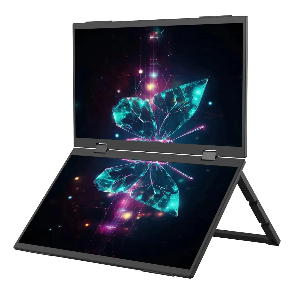 ✨ Monitor Portátil Duplo 15.6 Full Hdcom Bolsa Telas Dobráveis Preto