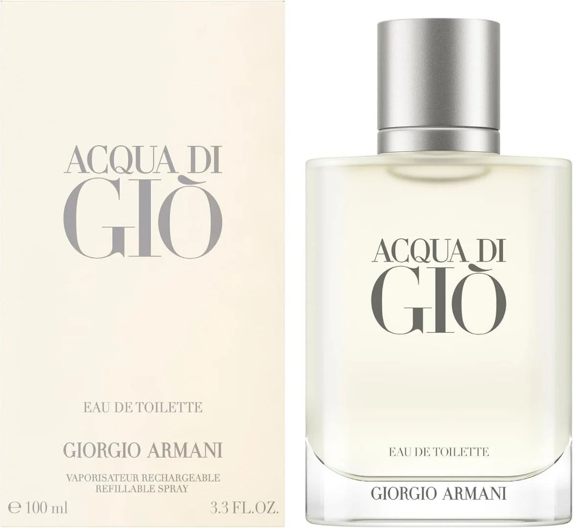 ✨ Armani Beauty, Acqua di Giò Eau de Toilette, 100ml, Giorgio Armani, Perfume Masculino Refilável, Fragrância Cítrica, Aquática e Fresca com Notas de Be...