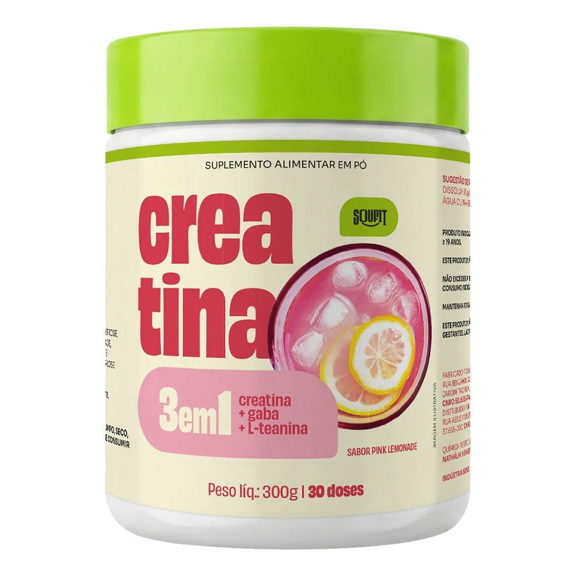 ✨ Creatina Monohidratada 300g Sabor Pink Lemonade Limonada Rosa