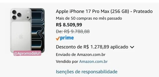 ✨ Apple iPhone 17 Pro Max (256 GB) - Prateado