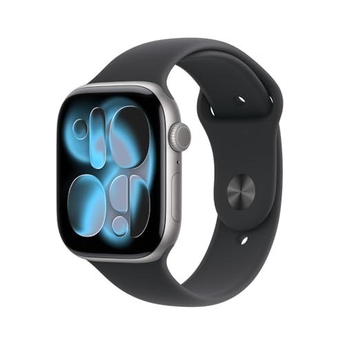 ✨ Apple Watch Series 11 GPS, Caixa em alumínio cinzento sideral de 46 mm com Bracelete desportiva preta - M/G