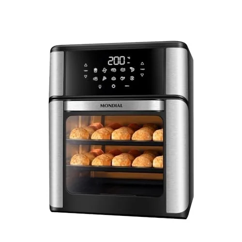 ✨ MONDIAL Fritadeira Air Fryer Forno Oven 12L, Preto/Inox, 2000W, 110V - AFON-12L-BI
