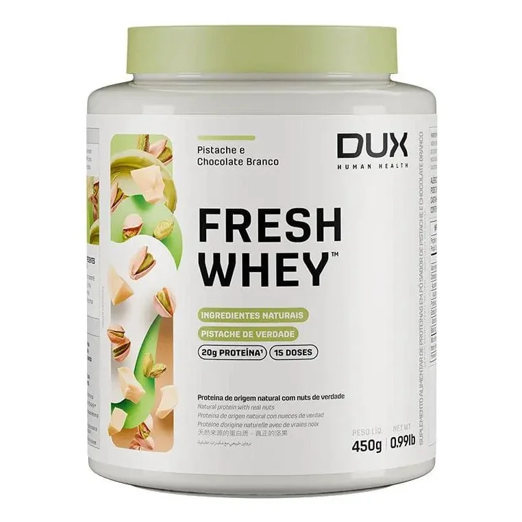 ✨ Fresh Whey - Pote 450g Dux Nutrition - Sabor Pistache e Chocolate Branco