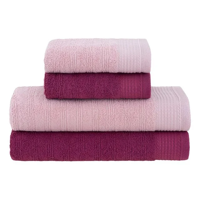 ✨Jogo De Toalhas De Banho Buddemeyer Brisa 4pçs Cor Rosa E Bordô Rosa/bordô Liso